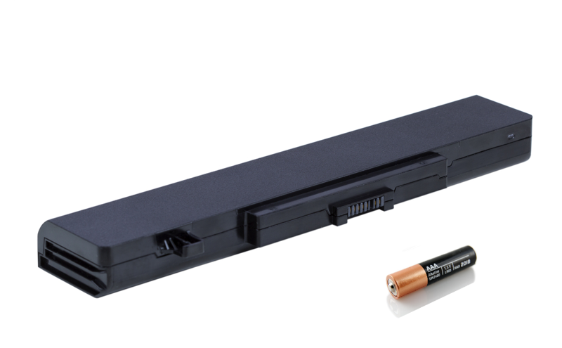 Photograph of a battery and an electronic device.