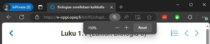 A screenhsot showing the zoom settings in Microsoft Edge.
