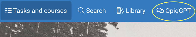 A screenshot from Opiq, showing the OpiqGPT icon highlighted in the top menu in the pupil's view.